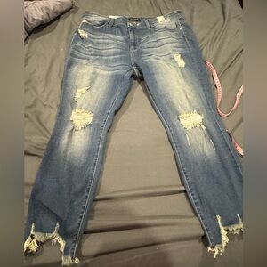 Just Blue chewed hem (distressed jeans and hem), not sure size 18W or 20W